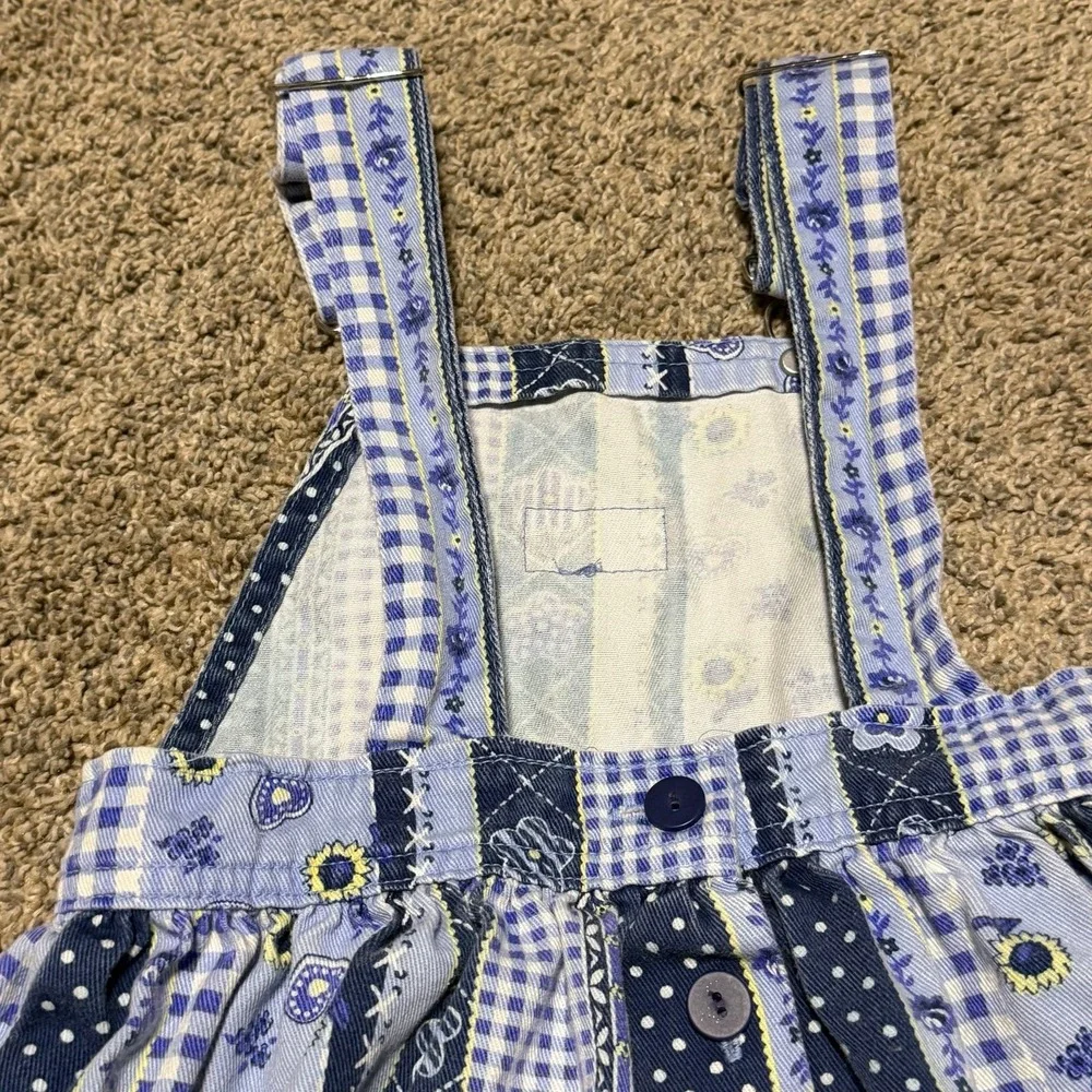 Vintage OshKosh B'Gosh Patchwork Sunflower Jumper Dress Girls Size 5 Made In USA